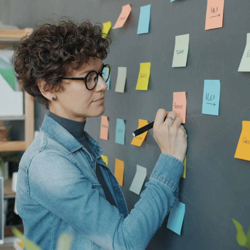 Kuvaus: Muotoilu-sprintti post-it-seinällä